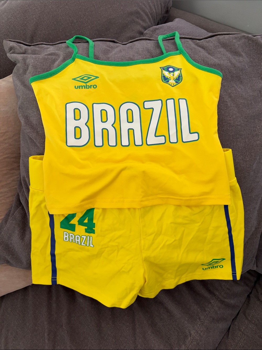Umbro Yellow and Green Brazil Tank Top & Shorts Set